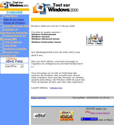 Image de wintech.free.fr en février 2001